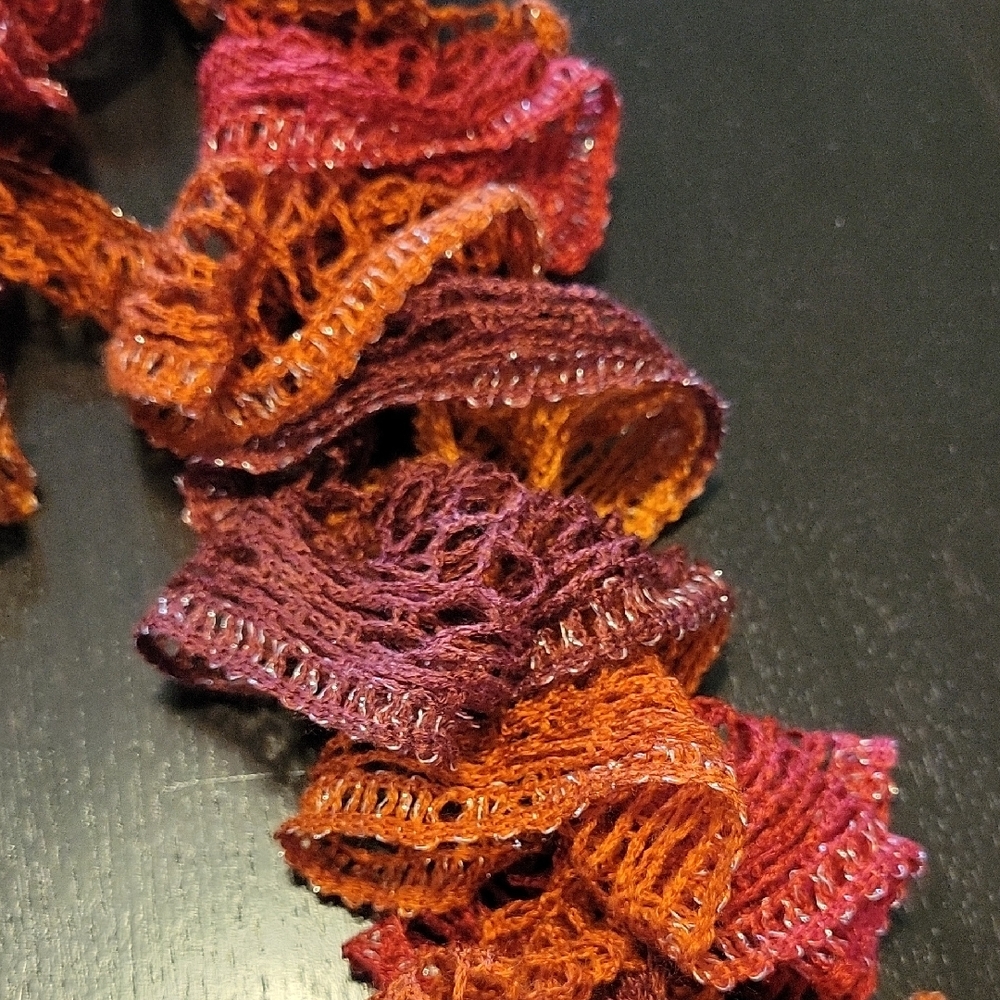 Colorful Shimmering Ruffled Knit Scarf